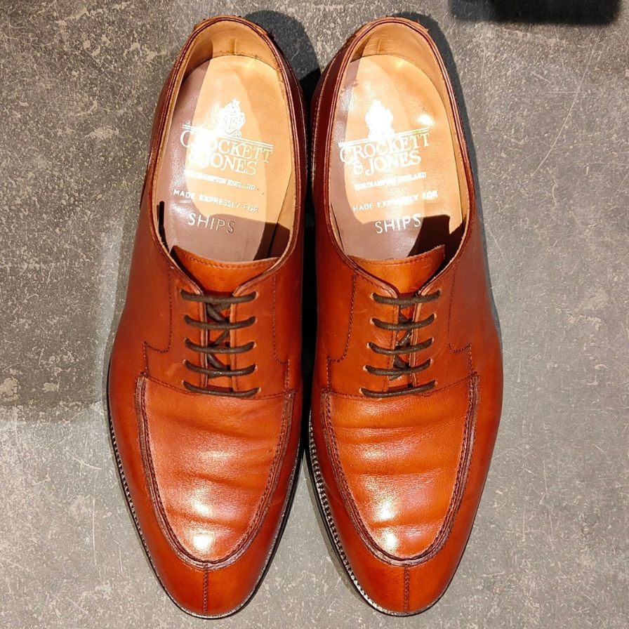 クロケット&ジョーンズ レザーシューズ シップス別注 Uチップ ニューポート ブラウン サイズUK6E CROCKETT & JONES  約24.5cm【LA】【中古】