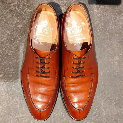 クロケット&ジョーンズ レザーシューズ シップス別注 Uチップ ニューポート ブラウン サイズUK6E CROCKETT & JONES  約24.5cm【LA】【中古】