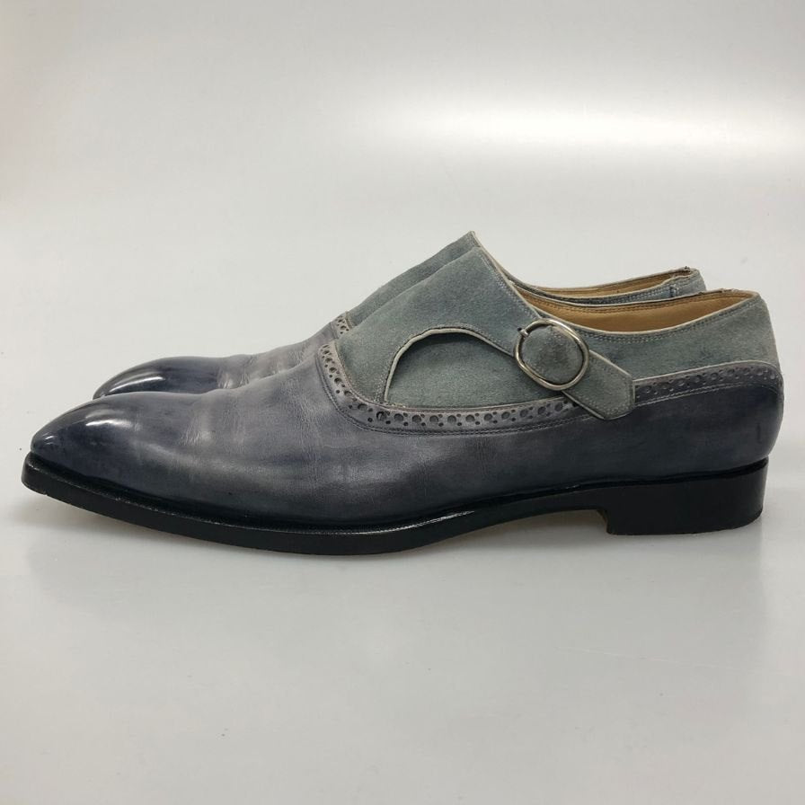 リカルド ベステッティ シングルモンク カーフ ブルー EU40.5 RICCARDO BESTETTI ビジネスシューズ 約25.0cm【LA】【中古】