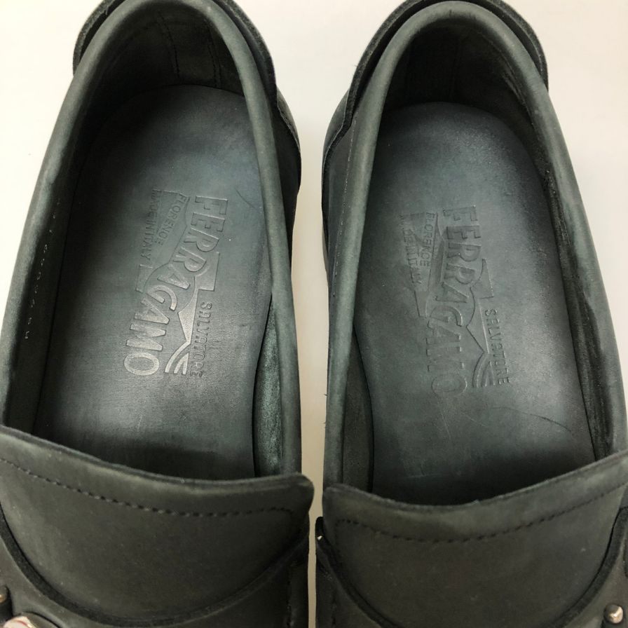 フェラガモ ビットローファー 96849 ヌバック メンズ ブラック サイズUK8.5EEE Salvatore Ferragamo 約27.0cm【AFD14】