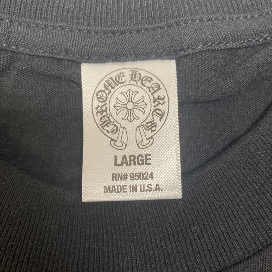 極美品◆クロムハーツ Tシャツ ポケットT 胸元ロゴ バックプリント クロス HONOLULU ブラック サイズL メンズ CHROME HEARTS 【AFB35】