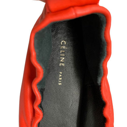 セリーヌ フラットシューズ バレリーナ ナッパレザー レッド系 レディース サイズ38 CELINE 約24.5cm【AFD15-2】