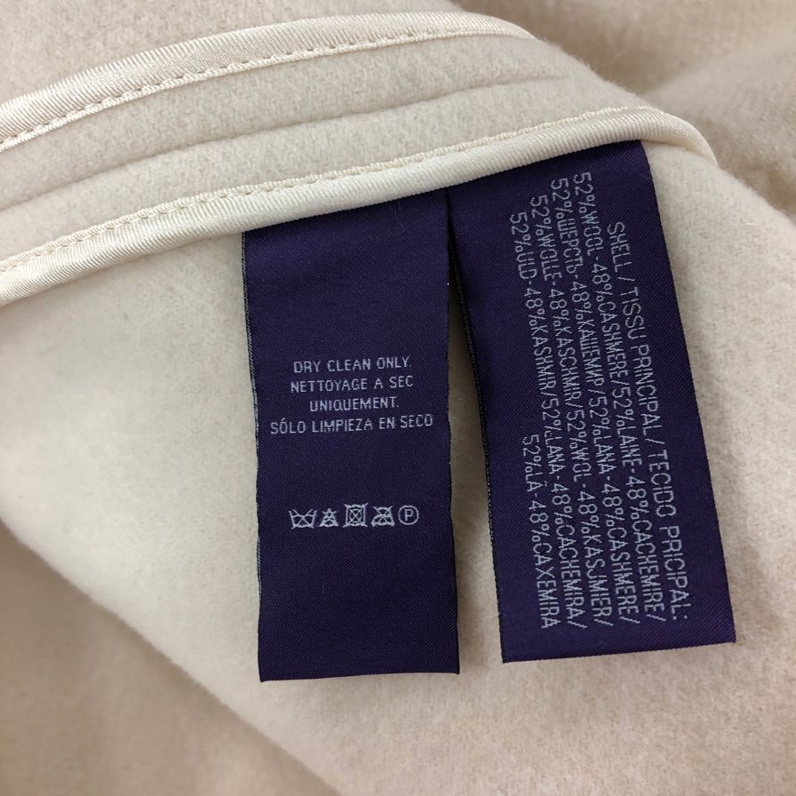 美品◆ラルフローレン パープルレーベル ロングコート カシミヤ混 ホワイト レディース サイズUS14 RALPH LAUREN PURPLE LABEL 【AFA6】