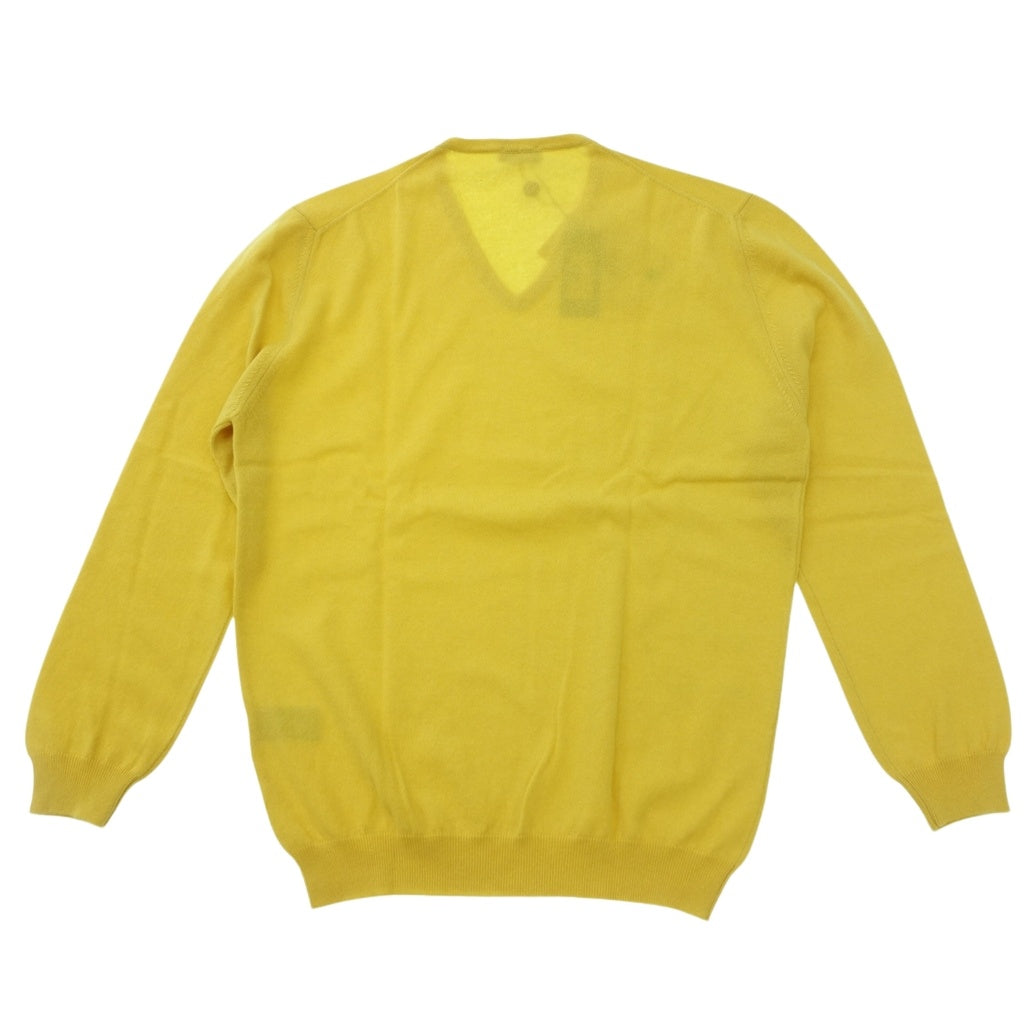 Like new◆ZANIERI Knit V-neck Cashmere Men's Size 3XL Yellow ZANIERI [AFB27] 