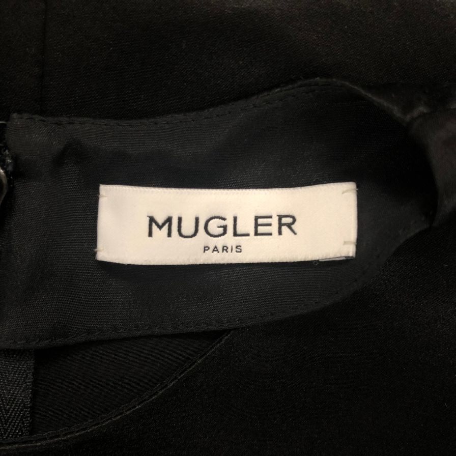 美品◆ミューグレー ブラウス ノースリーブ ビスコース シルク サイズ36 レディース ブラック MUGLER 【AFB9】