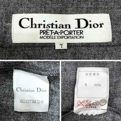 中古◆クリスチャンディオール プレタポルテ ジャケット バンドカラー ウール レディース サイズ7 グレー系 Christian Dior PRET-A-PORTER 【AFB48】
