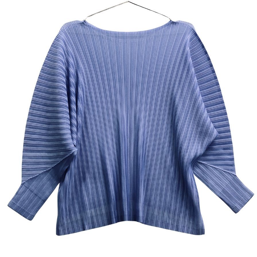 美品◆プリーツプリーズ イッセイミヤケ PP31FK332 リブ プリーツ ブルー系 サイズ3 PLEATS PLEASE 【AFB2】