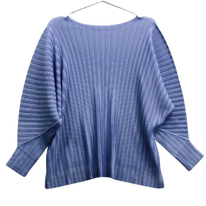 美品◆プリーツプリーズ イッセイミヤケ PP31FK332 リブ プリーツ ブルー系 サイズ3 PLEATS PLEASE 【AFB2】