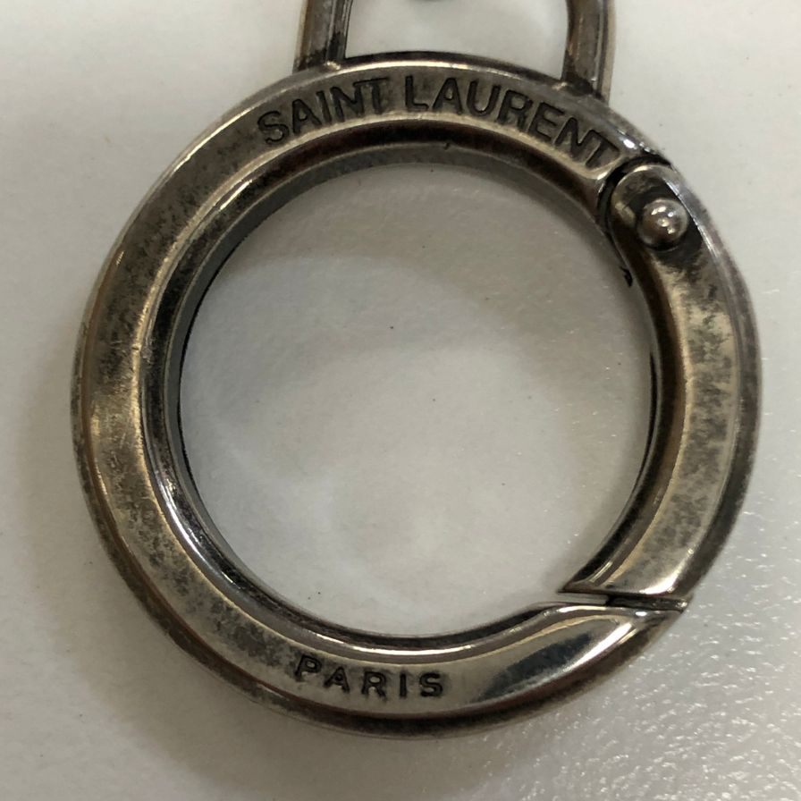 イブサンローラン ハート型 キーホルダー シルバー Yves Saint Laurent【AFI3】【中古】