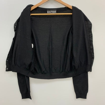 極美品◆ブティック モスキーノ カーディガン フロントビジューボタン ウール100% レディース サイズ42 ブラック BOUTIQUE MOSCHINO 【AFB3】