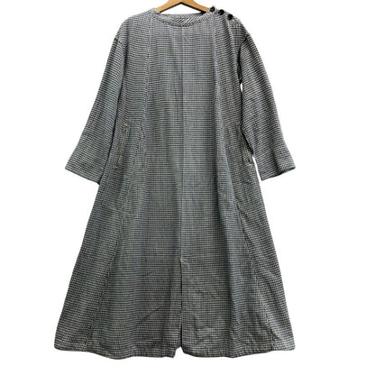 極美品◆フォーティファイブアール ワンピース インドネル ロング丈 チェック ブルー サイズ表記なし 45R 【AFB37】