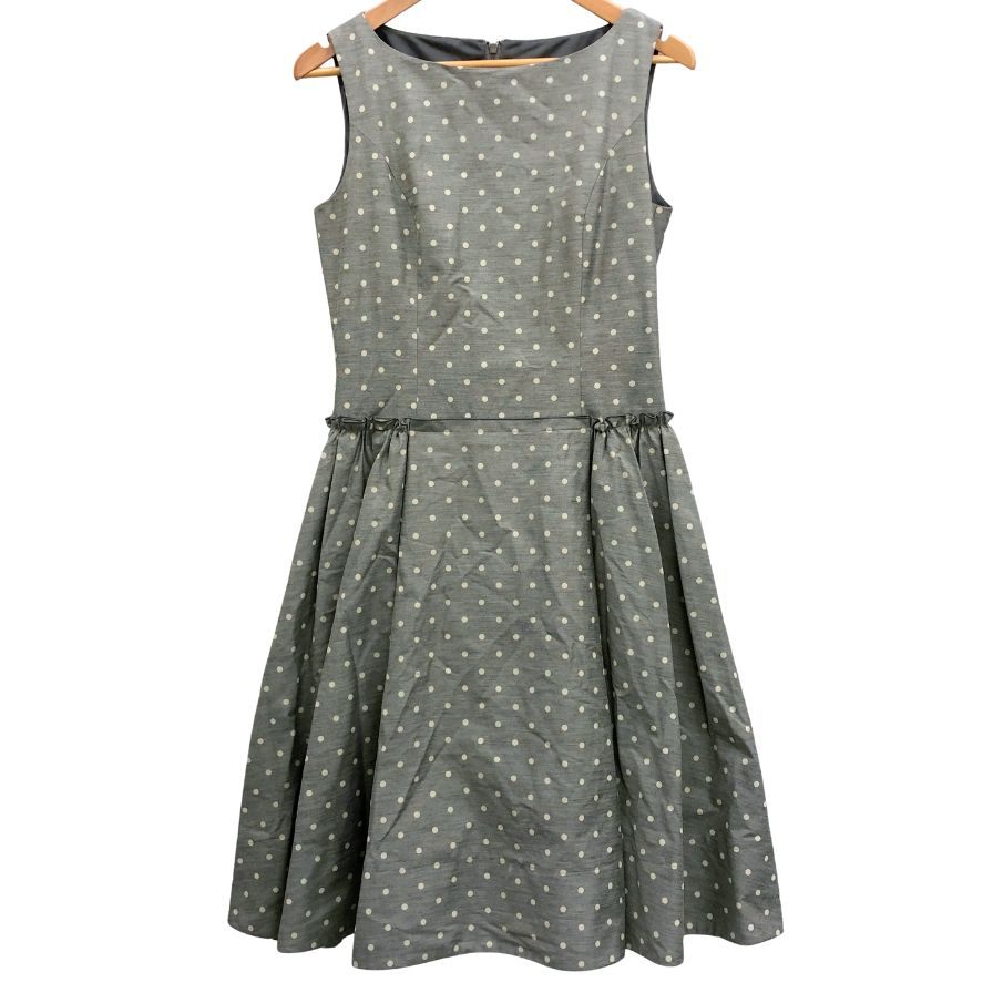 美品◆フォクシー ニューヨーク ワンピース ドット 水玉 28868 グレー レディース サイズ40 FOXEY NEW YORK 【AFB10】