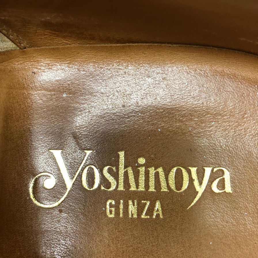 銀座ヨシノヤ レザーシューズ サイドストラップ ハンドソーン メンズ サイズ26m ブラック GINZA YOSHINOYA 約26.0cm【AFC48】