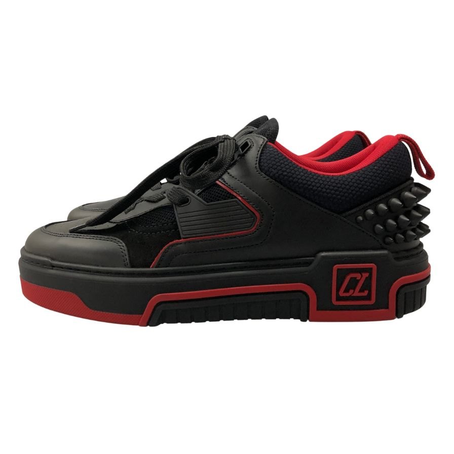 クリスチャンルブタン 23AW ローカットスニーカー アストロルビ スパイクスタッズ ブラック×レッド サイズ40 CHRISTIAN LOUBOUTIN 約24.5cm【AFC35】