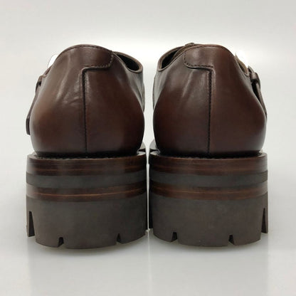 プラダ シングルモンク Uチップ メンズ ブラウン サイズ 9 PRADA 約27.0cm【AFD12】