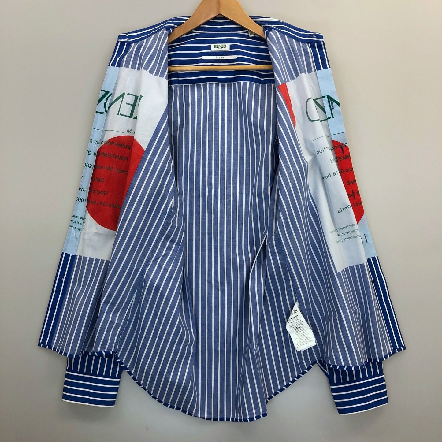 美品◆ケンゾー ロングスリーブシャツ ストライプ サックスブルー メンズ サイズ39 KENZO 【AFB34】