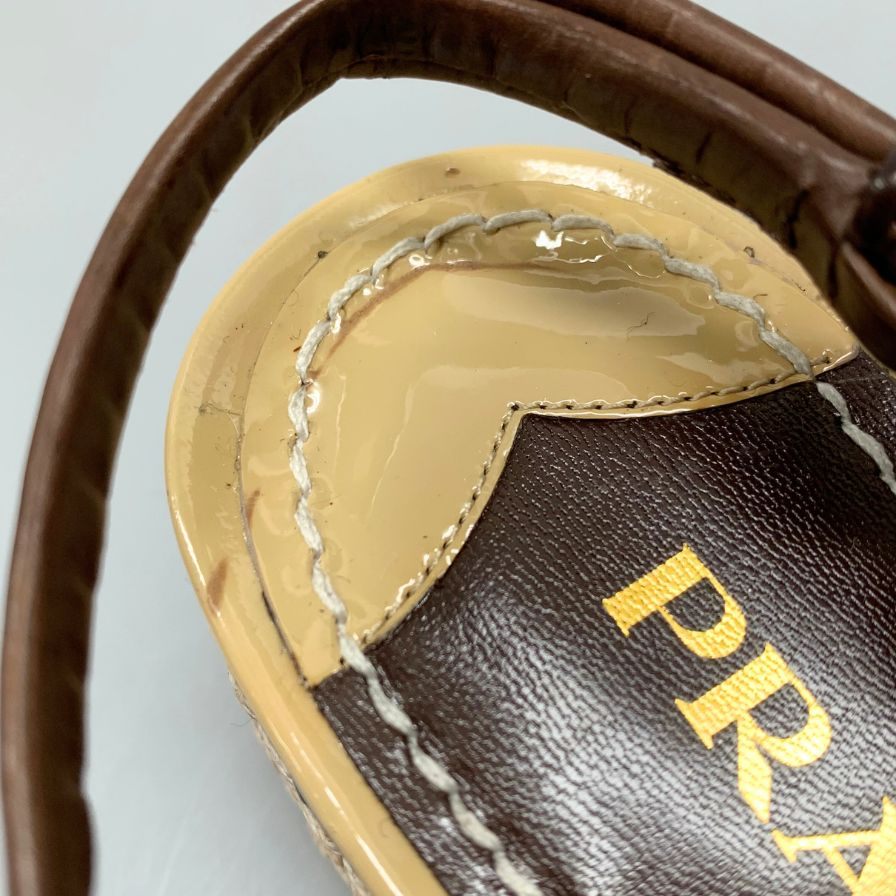 プラダ パンプス ベージュ×茶 36 1/2 PRADA 23.5 プラダ パンプス バックル ベージュ レディース サイズ36 PRADA