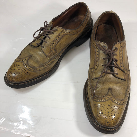フローシャイム レザーシューズ ロングウィング グレインレザー ゴールデンハーベスト ライトブラウン メンズ サイズUS10.5 FLORSHEIM 約28.5cm【AFC32】