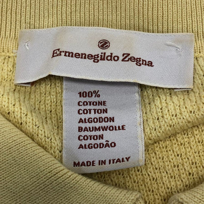 極美品◆エルメネジルドゼニア ニットポロシャツ コットン イエロー サイズL/52 Ermenegildo Zegna 【AFB33】