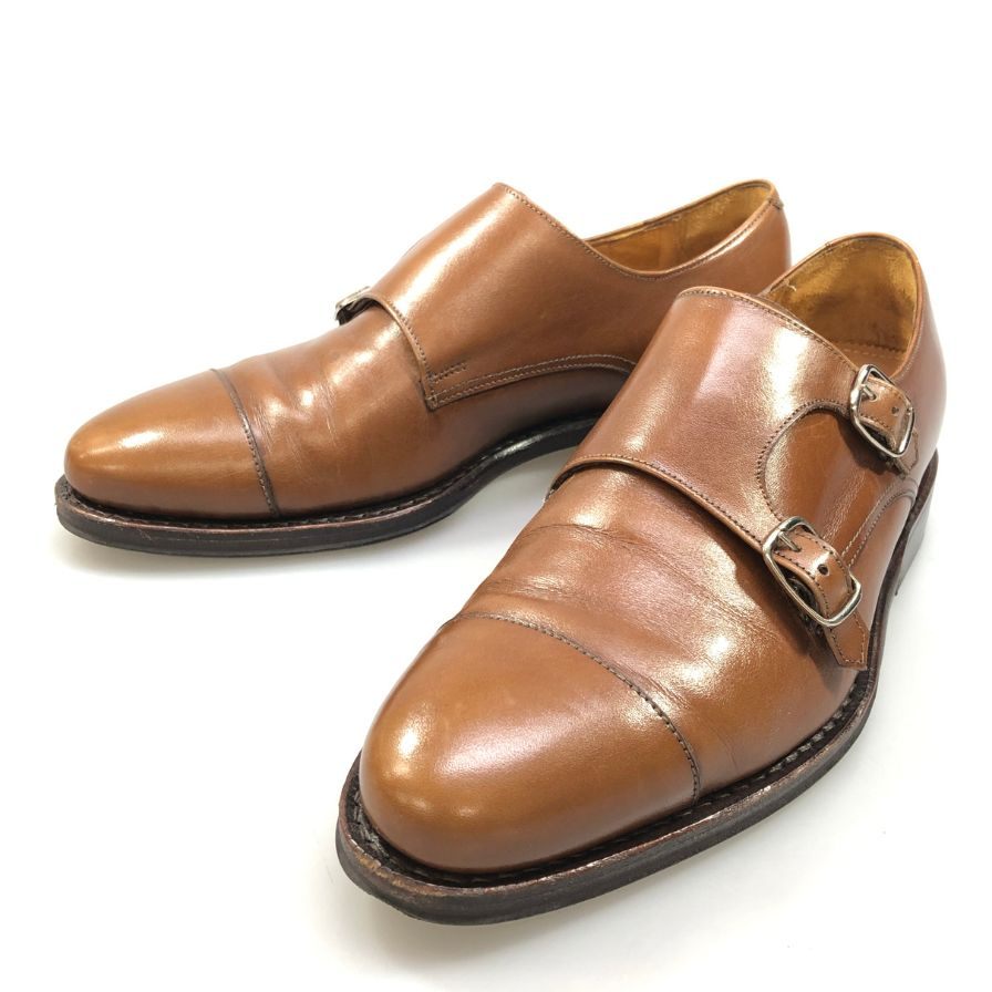 ジャランスリワヤ レザーシューズ ダブルモンク 98374 カーフ サイズUK5 メンズ ブラウン JALAN SRIWIJAYA 約24.0cm【AFC3】