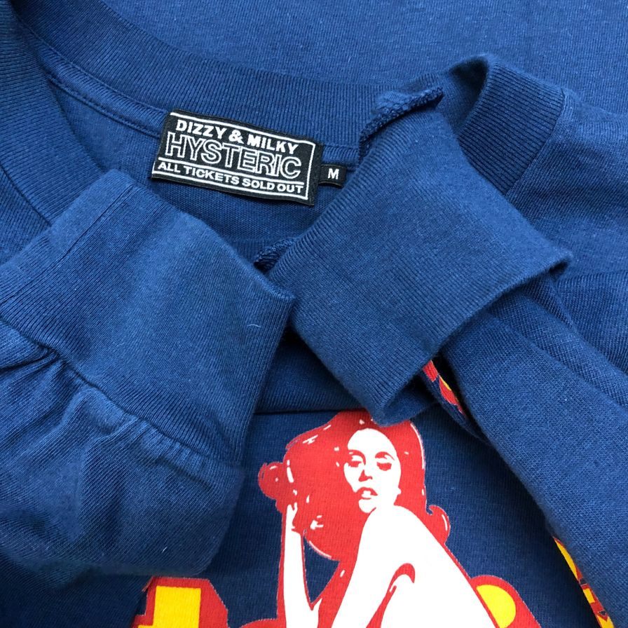 極美品◆ヒステリックグラマー 長袖Tシャツ DO ANYTHING ネイビー メンズ サイズM HYSTERIC GLAMOUR 【AFB34】