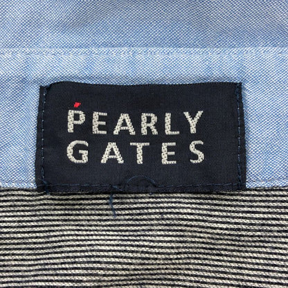 中古◆パーリーゲイツ ポロシャツ 半袖 切替 ボーダー プリント デザイン グレー メンズ サイズ4 PEARLY GATES 【AFB34】