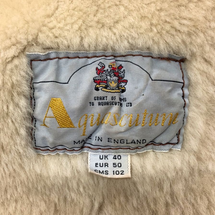 中古◆アクアスキュータム ラムレザー ハーフコート ウーリア ムートン イングランド製 メンズ サイズ40 ブラウン Aquascutum 【AFF24】