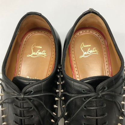 クリスチャン ルブタン レザーシューズ ストレートチップ 内羽根 スタッズ メンズ42.5 ブラック Christian Louboutin 約27.5cm【AFD9-2】