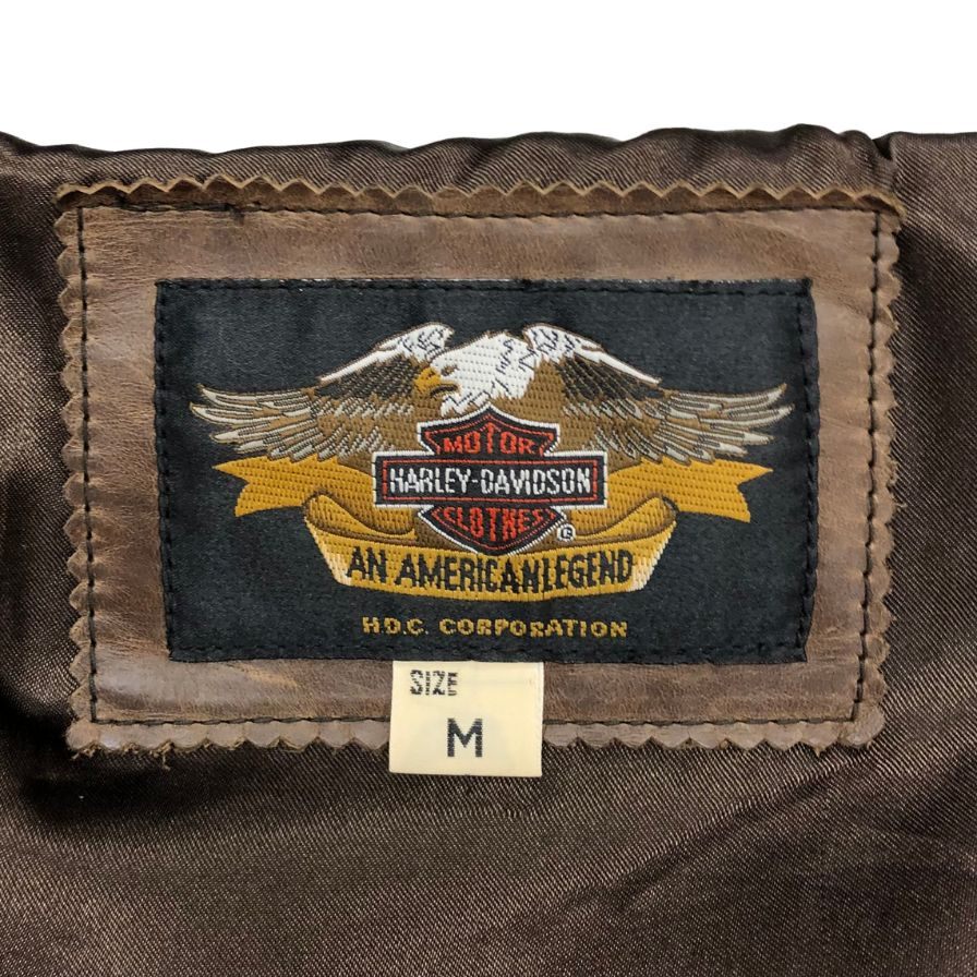 中古◆ハーレーダビッドソン レザージャケット 牛革 ブラウン Mサイズ 40434 HARLEY DAVIDSON 【AFB13】