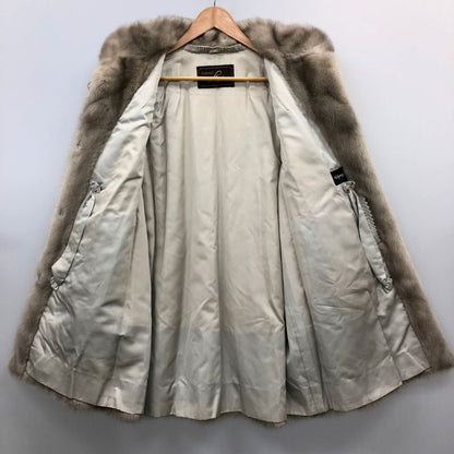 中古◆エレガンスファー サファイアミンク ハーフコート スタンドカラー グレー フリーサイズ 毛皮 ELEGANCE FUR 【AFF21】