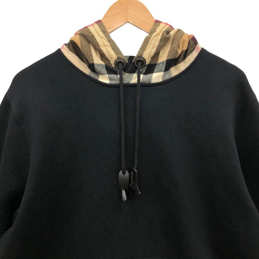 中古◆バーバリー パーカー 8045004 ノバチェックフーディー リブ メンズ ブラック サイズM BURBERRY 【AFB22】