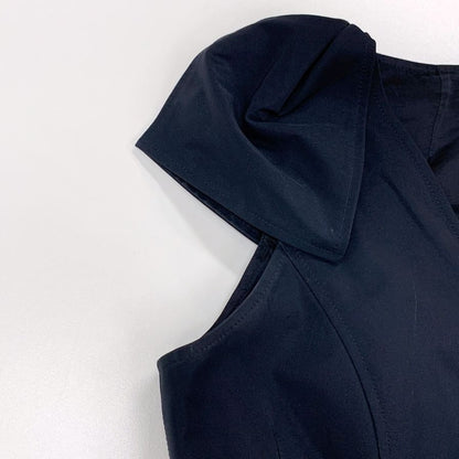 極美品◆ルネ 肩リボン バルーン 膝丈 ネイビー ワンピース サイズ38 6216310 Rene 【AFB7】