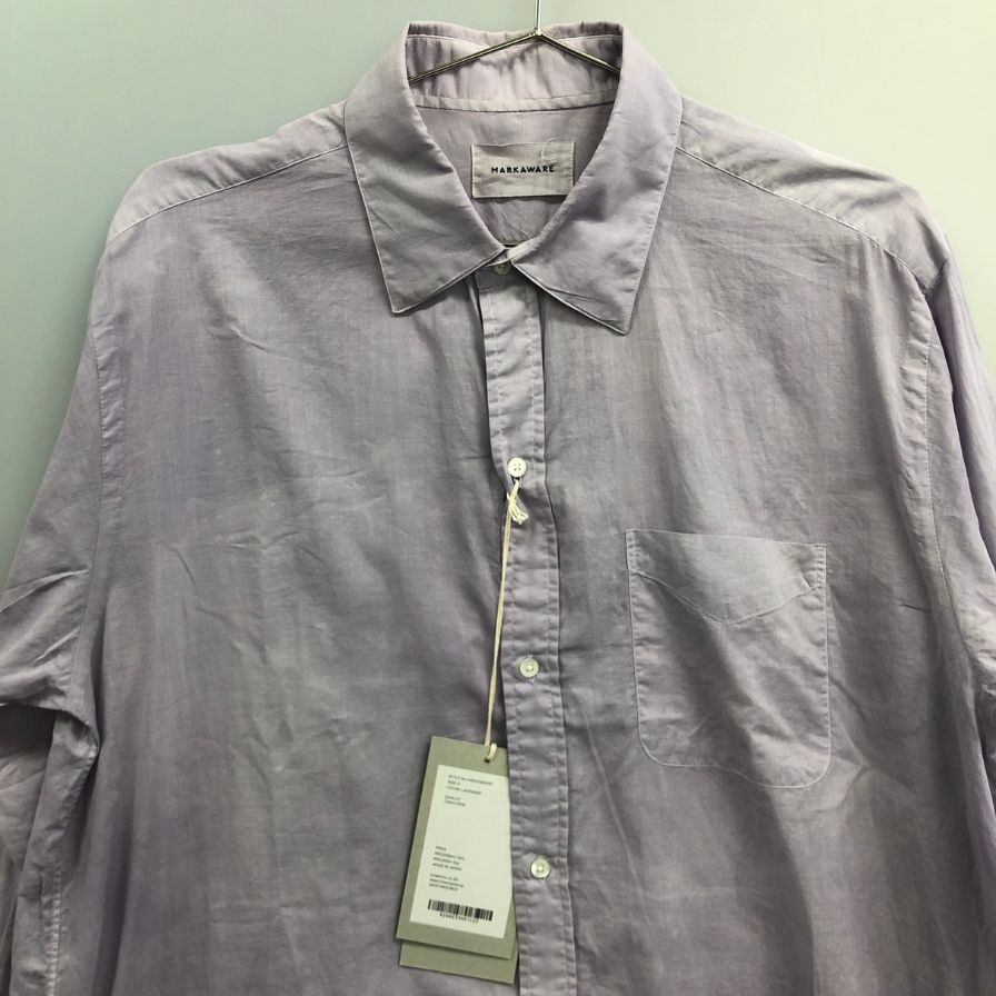 極美品◆マーカウェア ドレスシャツ A26A23SH01C ラベンダー メンズ サイズ2 MARKAWARE 【AFB12】