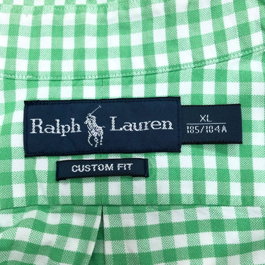 美品◆ラルフローレン 長袖シャツ チェック グリーン メンズ サイズXL Ralph Lauren 【AFB45】