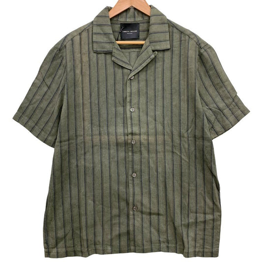 中古◆ロベルトコリーナ 半袖 開襟シャツ レーヨン／リネン オリーブ メンズ サイズ48 Roberto Collina 【AFB23】