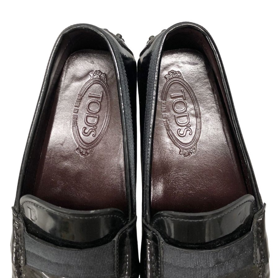 トッズ ローファー トライビングシューズ パテントレザー ブラウン メンズ サイズ7 TOD’S 約25.5cm【AFC44】