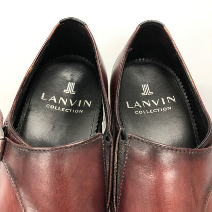 ランバンコレクション ブラックシャイニー  コンビモンク ストラップ ドレスシューズ 83378 メンズサイズ 25.5 バイカラー LANVIN COLLECTION 約25.5cm【AFC47】