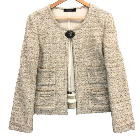 極美品◆フォクシー ツイードジャケット レディース ピンク系 サイズ40 27658 FOXEY 【AFB19】