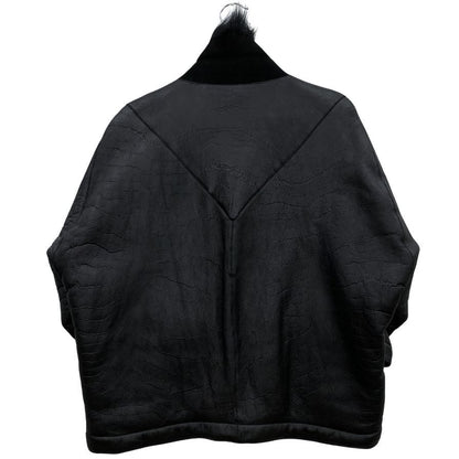 美品◆リックオウエンス レザー ブルゾン ショートスリーブ ラム ムートン レデイース RP13F07022 サイズ42  ブラック Rick Owens 【AFA13】