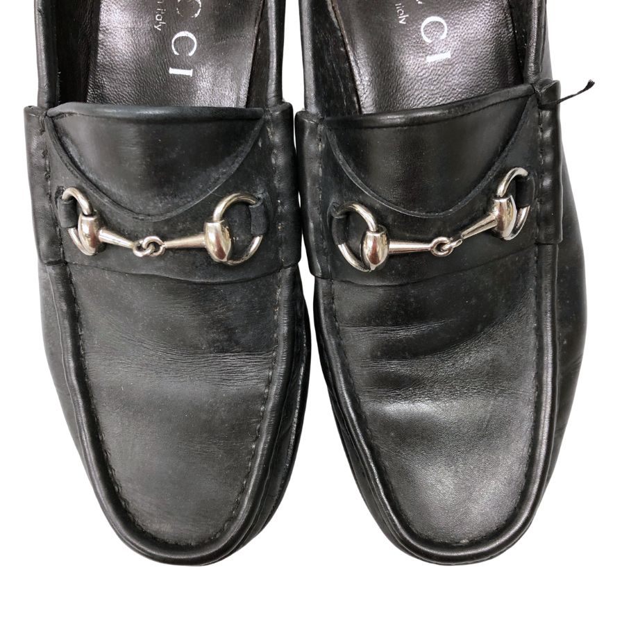 グッチ ローファー ホースビット シルバー金具 レザー メンズ サイズ41E ブラック GUCCI 約26.0cm【AFC46】
