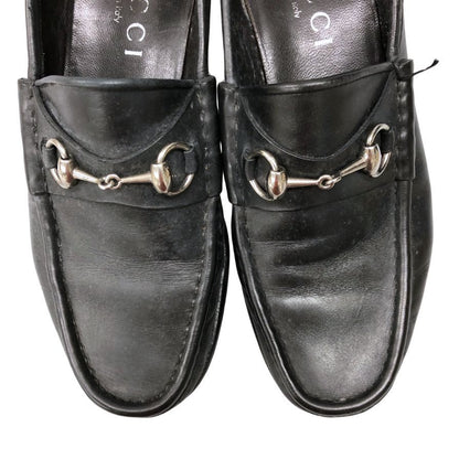 グッチ ローファー ホースビット シルバー金具 レザー メンズ サイズ41E ブラック GUCCI 約26.0cm【AFC46】