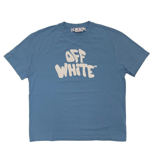 極美品◆オフホワイト グラフィック ロゴTシャツ 23SS OWAA089S23JER017 メンズ サイズL ブルー  OFF-WHITE 【AFB19】
