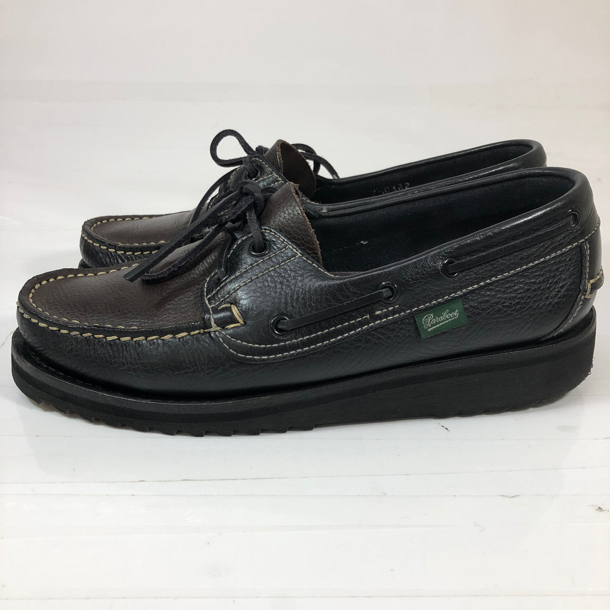 パラブーツ シップス デッキシューズ バース シボ革 バイカラー 2トーン ブラック メンズ サイズUK7.5 PARA BOOT BARTH 約26.0cm【AFC41】
