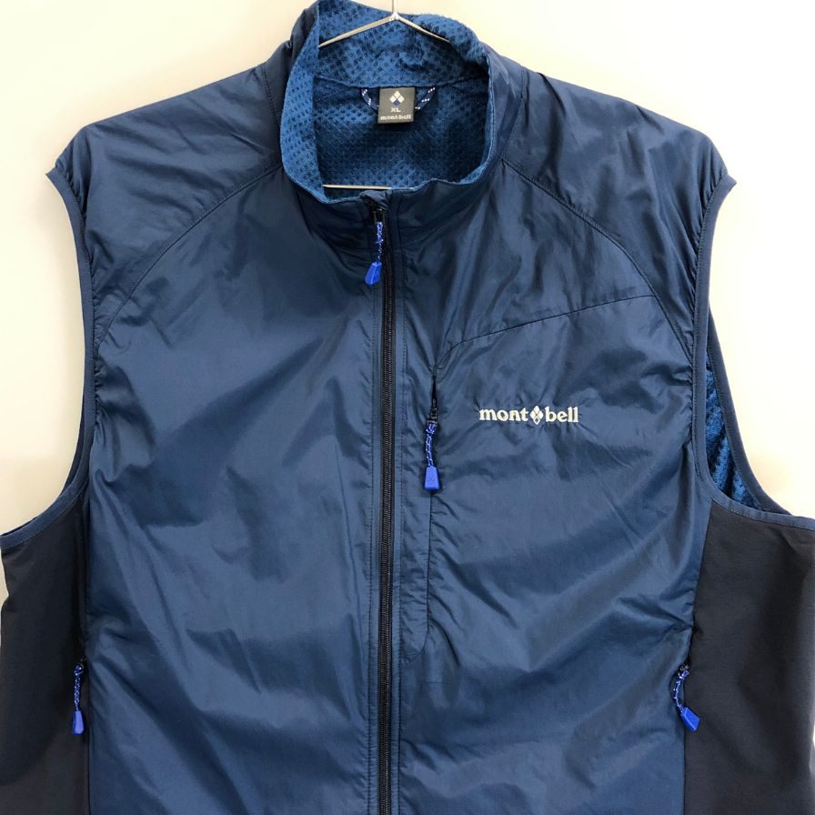 美品◆モンベル ライトシェルベスト 1106559 メンズ サイズXL ブルー mont-bell 【AFB13】