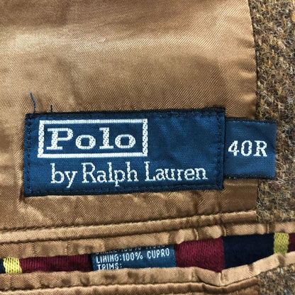 美品◆ポロラルフローレン ツイードジャケット ブラウン  胡桃釦 肘革 エルボパッチ メンズ サイズ40R POLO RALPHLAUREN 【AFB9】