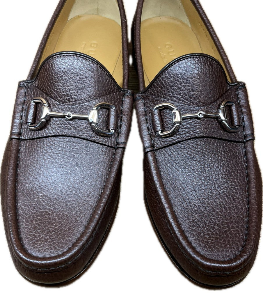 未使用 ◆ Gucci Bit Loafer 367762 粒面皮革 尺寸 6.5 男士棕色 GUCCI [LA] 