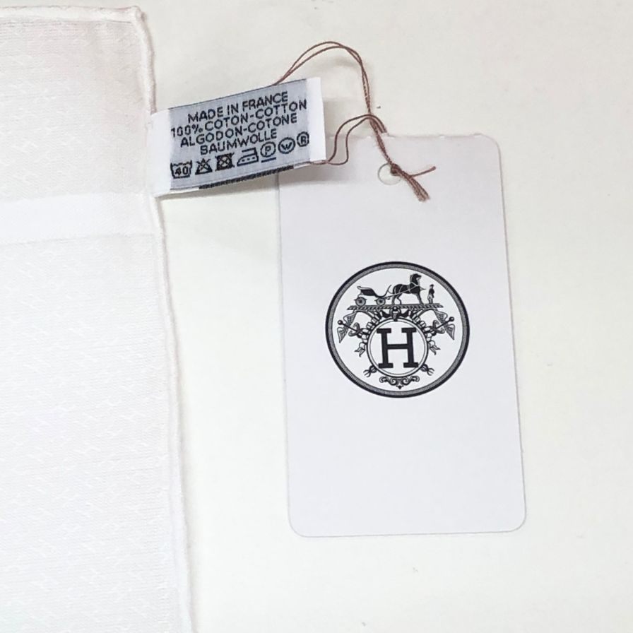 エルメス ハンカチ コットン100% ホワイト レディース HERMES