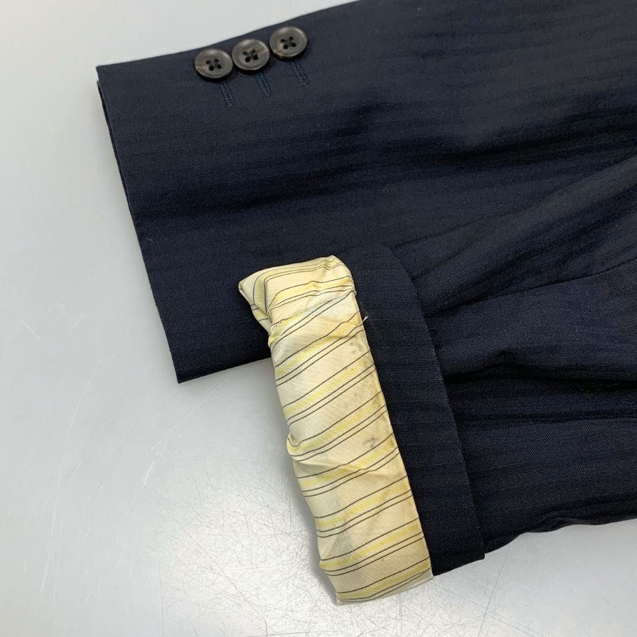 エルメネジルド ゼニア スーツセット 2Bジャケット ストライプ センターベント ゼニア生地 ネイビー メンズ ErmenegildoZegna【AFB27】