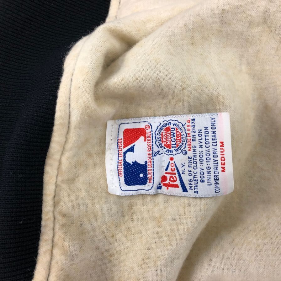 美品◆フェルコ ジャイアンツ スタジャン ナイロン 刺繍ロゴ ブルゾン サイズM ブラック オレンジ Felco MLB San Francisco Giants 【AFB34】