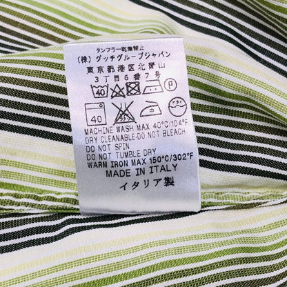 美品◆グッチ サファリシャツ ストライプ イタリア製 メンズ G9HJ9A 6GU114 サイズ40 15 1/4 グリーン GUCCI 【AFB35】